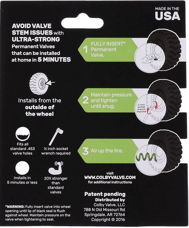 Colby Valve Permanent Reifen Ventil 2er Pack Green 02