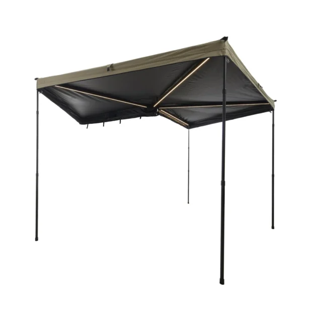 VickyWood Auto Seitenmarkise 270° LIGHT LEAF Links 2m sand