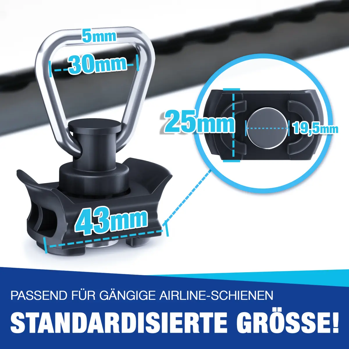 Rockfoxx Screw-Fit Lashing Rail Fittings (Set Of 2) – 10x40mm, Steel, Silver, 24G Witworth Thread