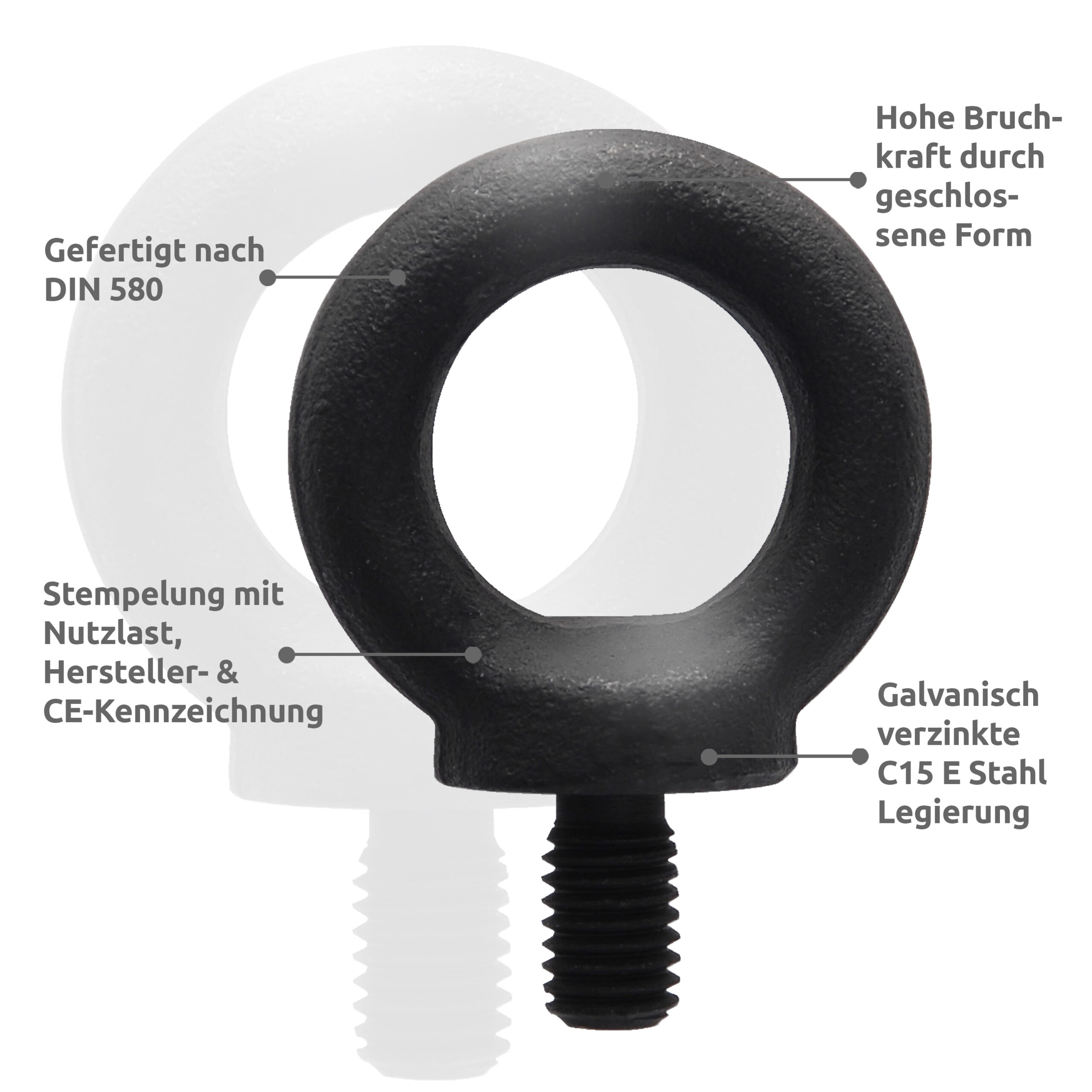 M8 Ringschraube Schwarz DIN 580 - 01